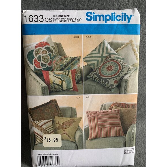 Simplicity Decorative Pillows Sewing Pattern 1633 - uncut - Picture 9 of 10
